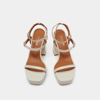 Sandales &agrave; brides et plateformes in unbleached distressed leather | VLADO