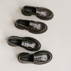 Mocassins &agrave; semelles crant&eacute;es black