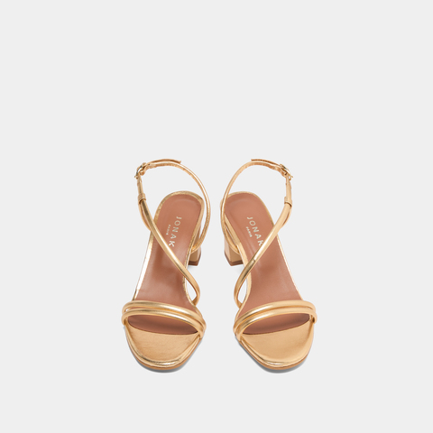 Sandales &agrave; talons et brides gold