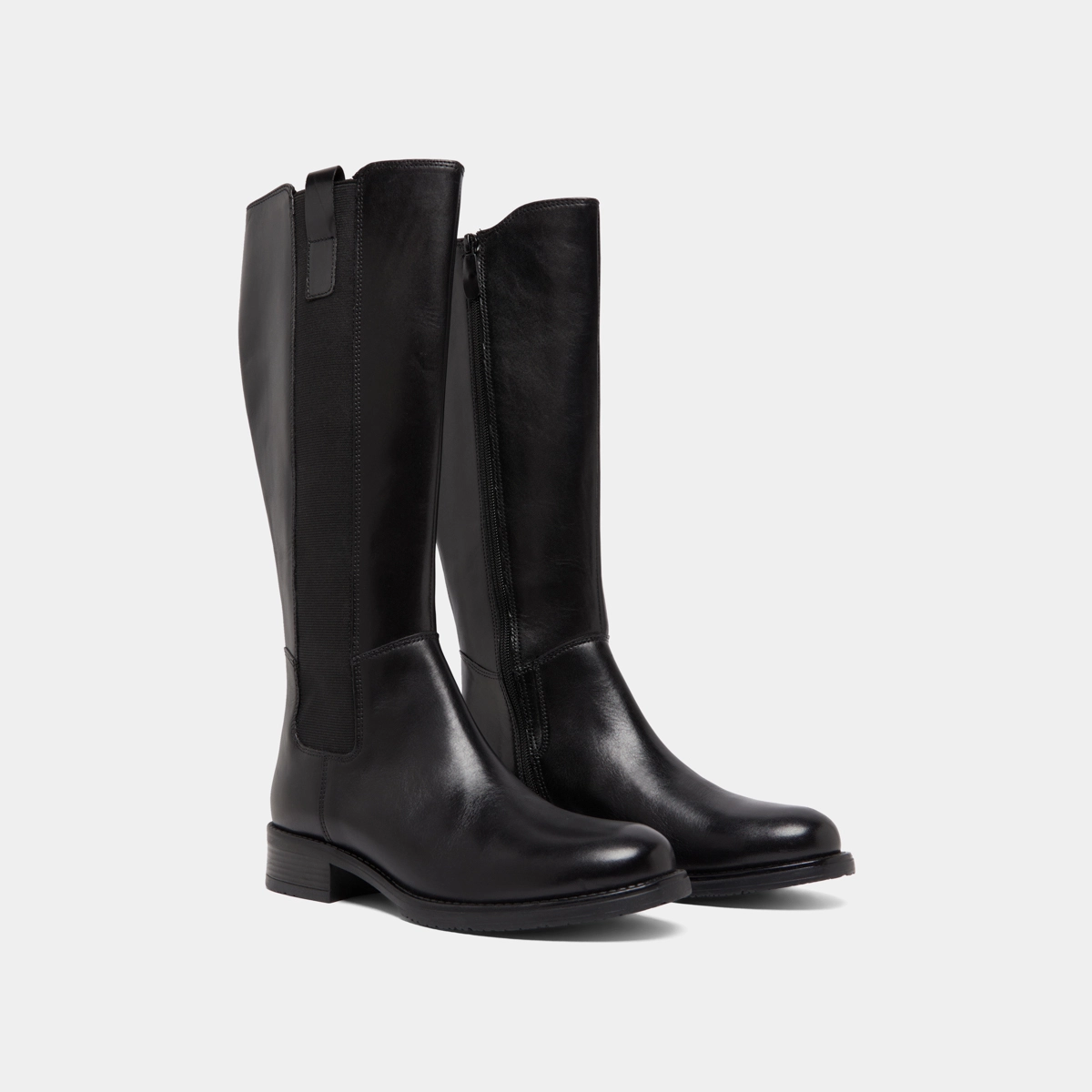 Bottes plates &agrave; bouts ronds in black leather | ASPER