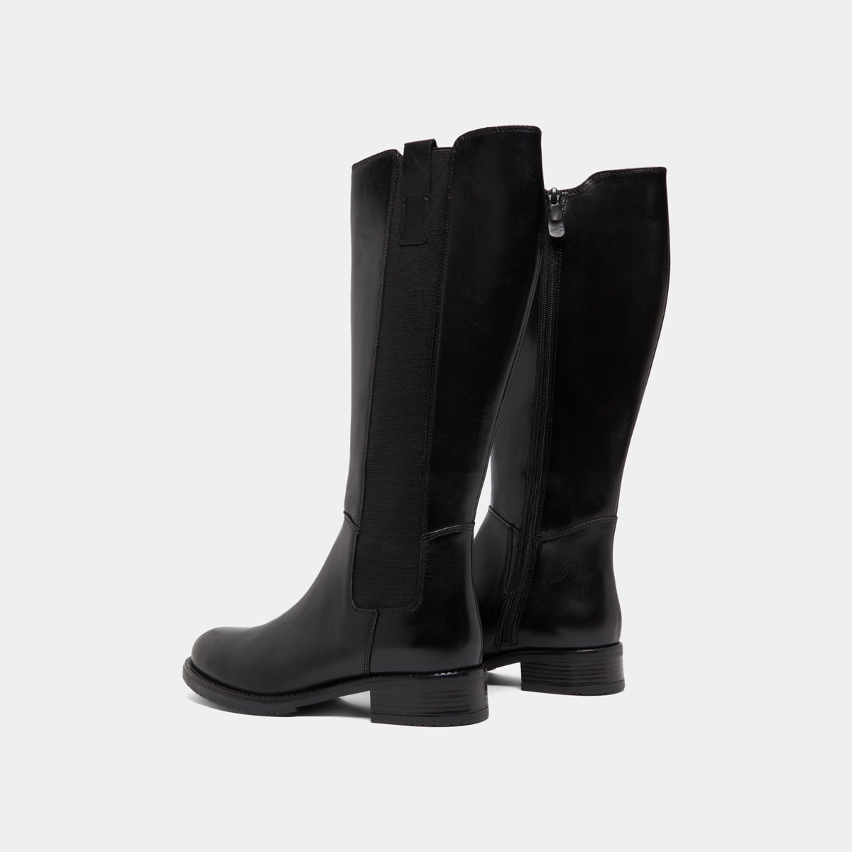 Bottes plates &agrave; bouts ronds in black leather | ASPER