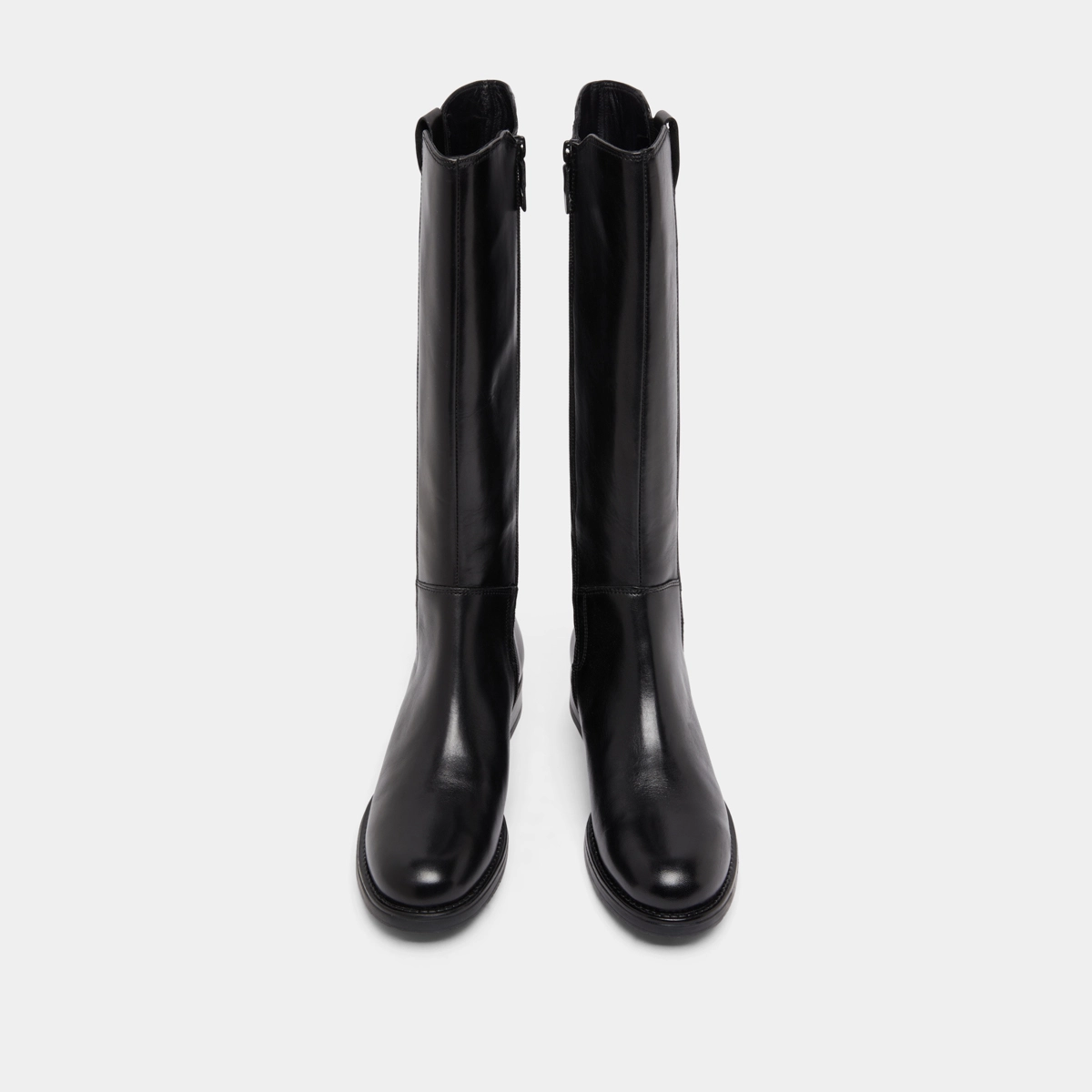 Bottes plates &agrave; bouts ronds in black leather | ASPER
