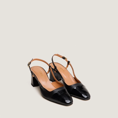 Mary janes with heels in black patent and leather | dhapop