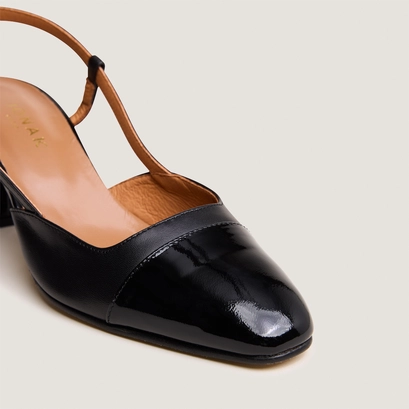 Mary janes with heels in black patent and leather | dhapop