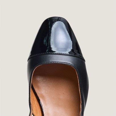 Slingbacks ballet flats in black patent and leather | dhapou