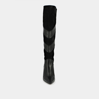 Bottes hautes &agrave; bouts pointus in black suede and leather | biaggio