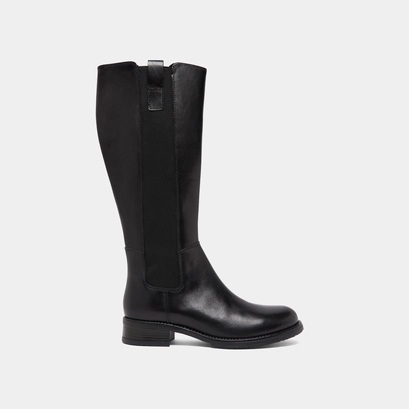 Bottes plates &agrave; bouts ronds in black leather | asper