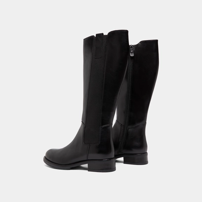 Bottes plates &agrave; bouts ronds in black leather | asper