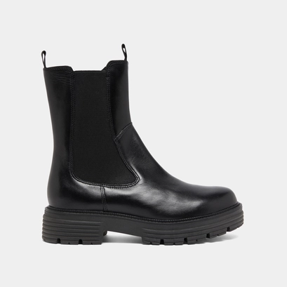 Bottines &agrave; semelles crant&eacute;es in black leather | antonelle