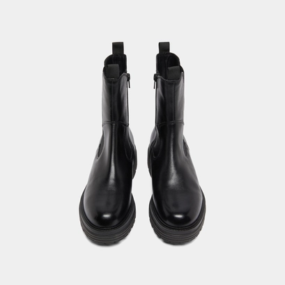 Bottines &agrave; semelles crant&eacute;es in black leather | antonelle