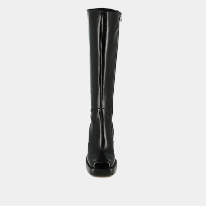 High boots with thick heels and square toes black leather calf size M | BONBON