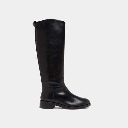 Bottes hautes in black leather | macaron