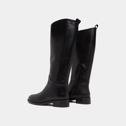 Bottes hautes in black leather | macaron