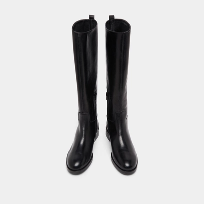 Bottes hautes in black leather | macaron
