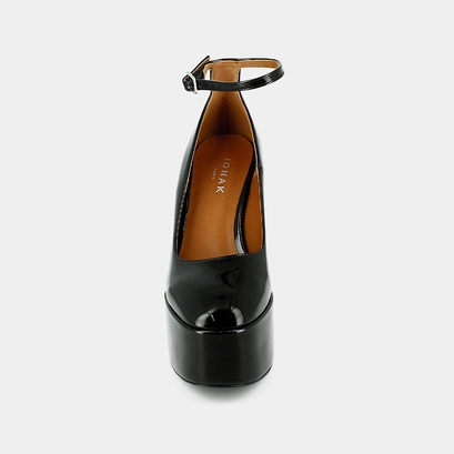 Babies &agrave; talons in black vegan material | jeanne