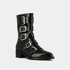 Boots &agrave; sangles et bouts pointus black