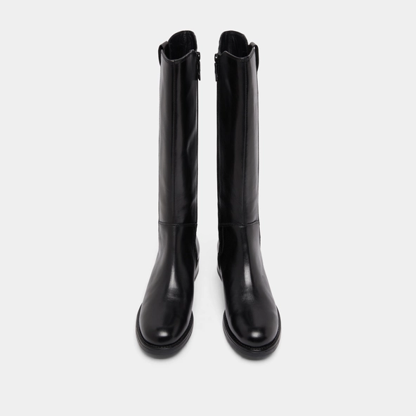 Bottes plates &agrave; bouts ronds in black leather | ASPER