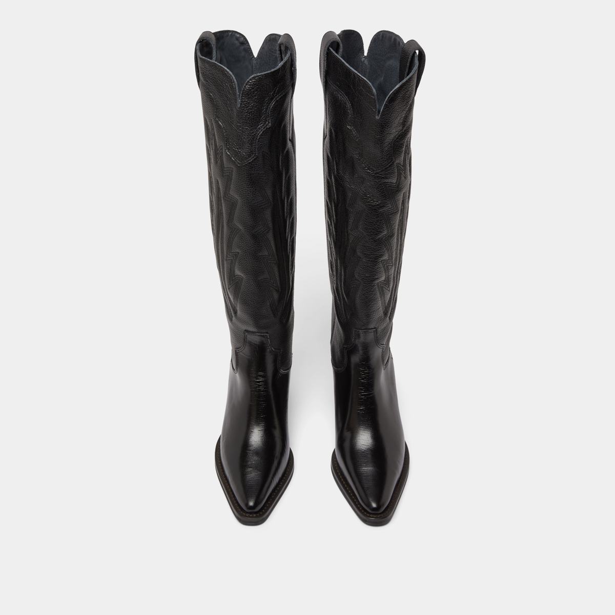 Bottes &agrave; talons &eacute;pais et surpiqures apparentes black