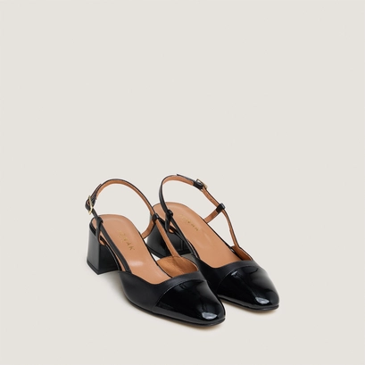 Babies with open heels in black patent leather | dhapopy