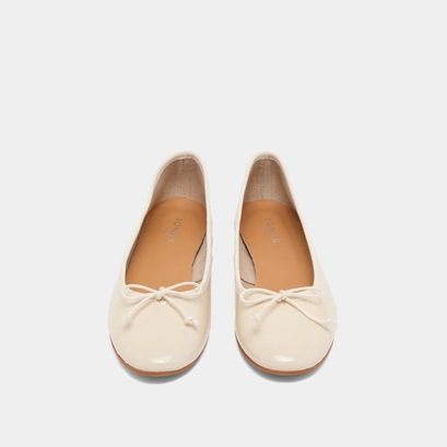Ballerinas with flat heels in ecru pleated leather | SALOME