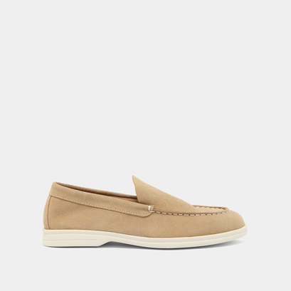 Closed toe loafers in beige suede | ORLANE
