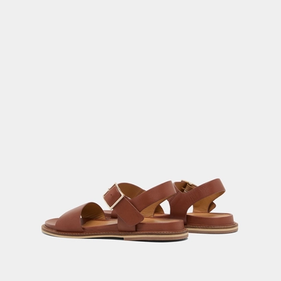 Sandales &agrave; brides et bouts ouverts in cognac leather | acco