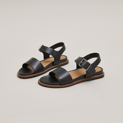 Sandales &agrave; brides et bouts ouverts in black leather | acco