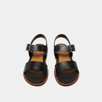 Sandales &agrave; brides et bouts ouverts in black leather | acco