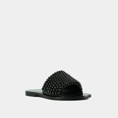 Mules &agrave; perles in black leather | walk