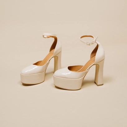 Babies &agrave; talons et plateformes in beige patent | jenny