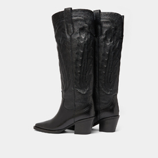 Bottes &agrave; talons &eacute;pais et surpiqures apparentes black