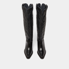 Bottes &agrave; talons &eacute;pais et surpiqures apparentes black