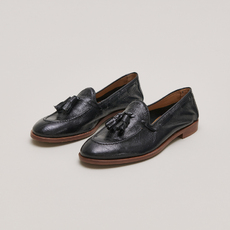 Mocassins &agrave; bouts ronds et pompons black