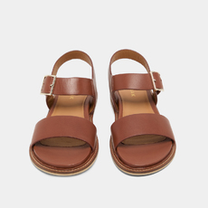 Sandales &agrave; brides et bouts ouverts cognac