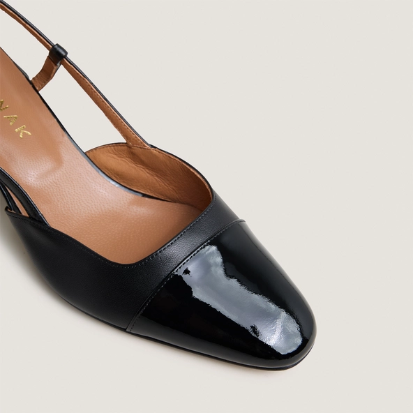 Babies with open heels in black patent leather | DHAPOPY