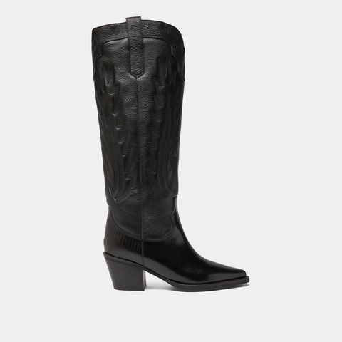 Bottes &agrave; talons &eacute;pais et surpiqures apparentes black