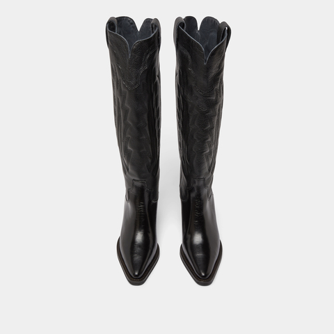 Bottes &agrave; talons &eacute;pais et surpiqures apparentes black