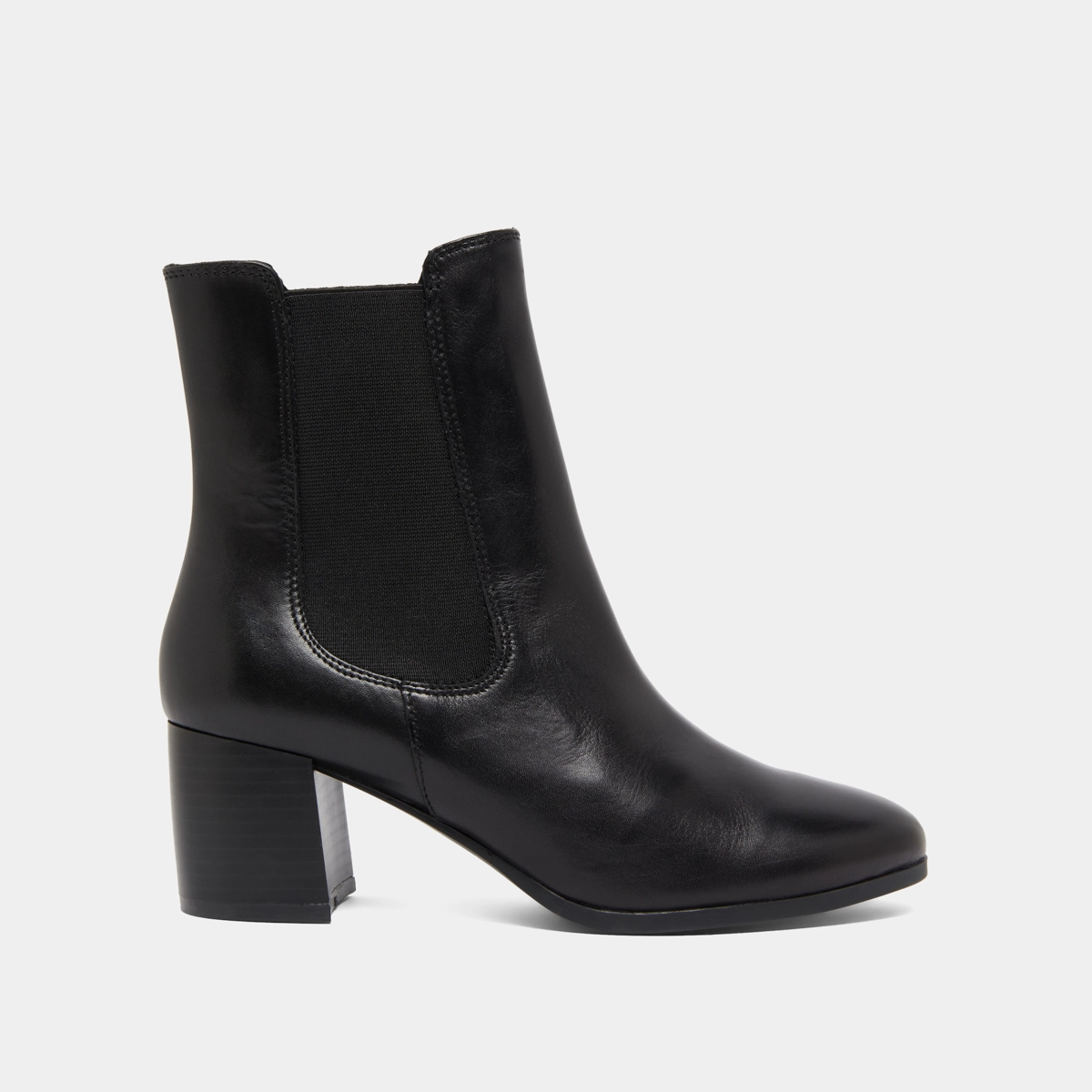 Bottines &agrave; talons et &eacute;lastiques in black leather | ALDERIC