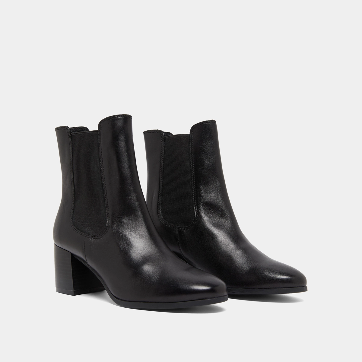 Bottines &agrave; talons et &eacute;lastiques in black leather | ALDERIC