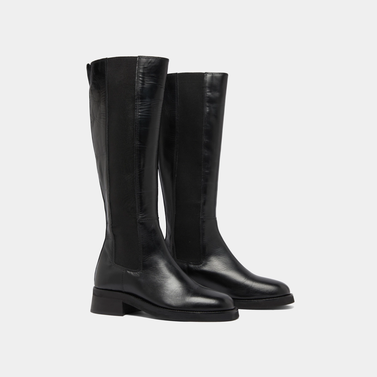 Bottes hautes in black leather | PEGGIE
