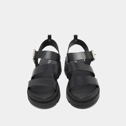 Sandales &agrave; plateformes et boucles in black leather | priame