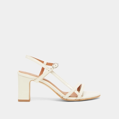 Sandales &agrave; talons et brides in ecru shiny leather | vicomte