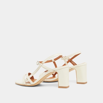 Sandales &agrave; talons et brides in ecru shiny leather | vicomte