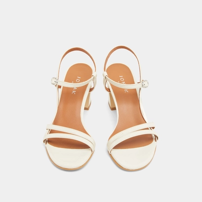 Sandales &agrave; talons et brides in ecru shiny leather | vicomte