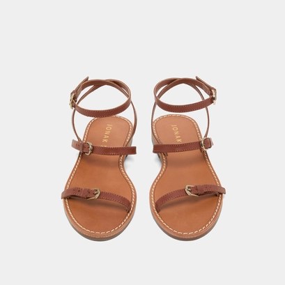 Plagettes &agrave; brides in cognac leather | windsor