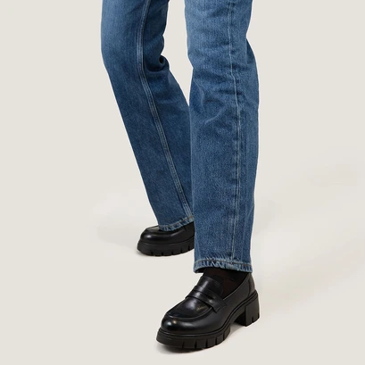 Heeled loafers in black leather | aron