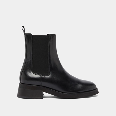 Boots &agrave; bouts arrondis et &eacute;lastiques in black leather | parisse