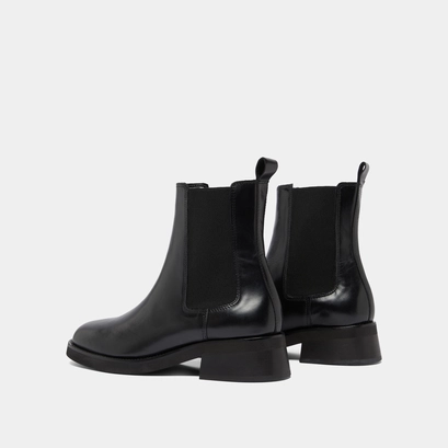 Boots &agrave; bouts arrondis et &eacute;lastiques in black leather | parisse