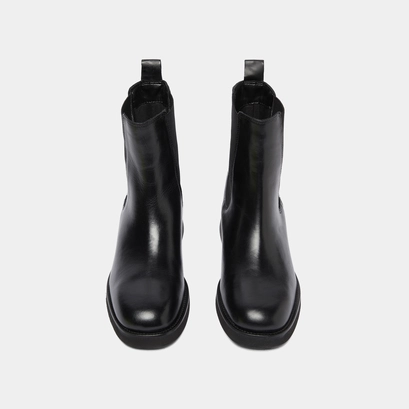 Boots &agrave; bouts arrondis et &eacute;lastiques in black leather | parisse