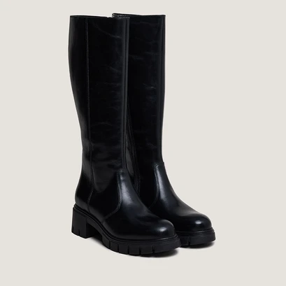 Bottes &agrave; semelles crant&eacute;es in black leather | antonin